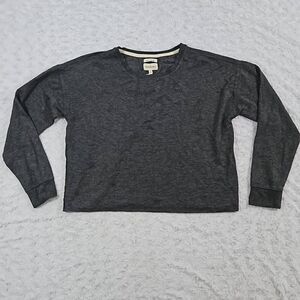 Thread and supply womens medium gray crop sweatshirt stars cozy soft lounge